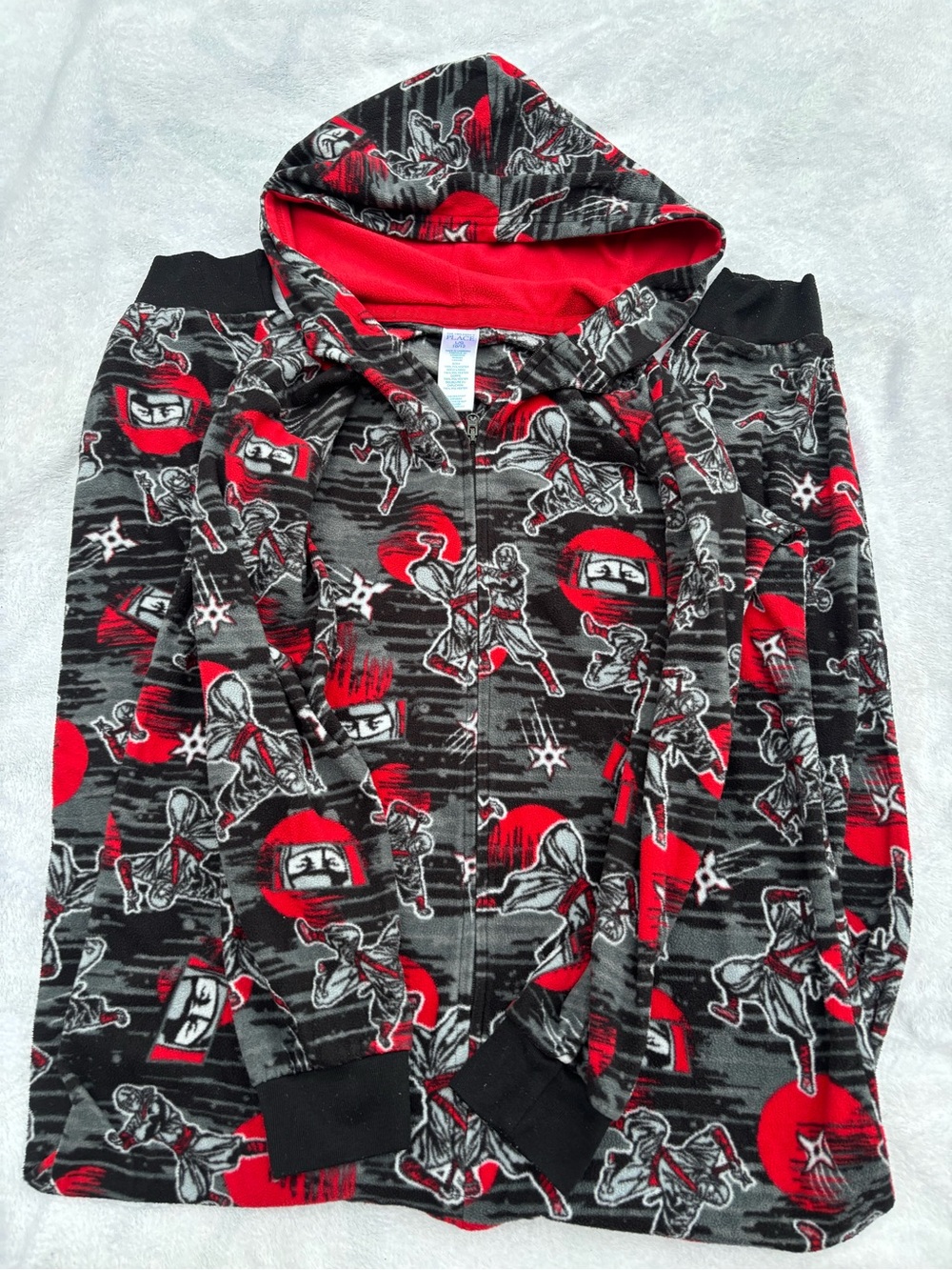 The Children's Place Black & Red Ninja Zip Up Onesie